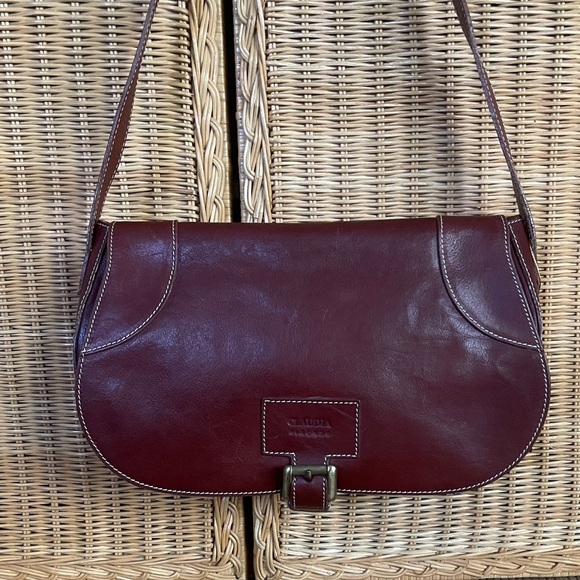 Vintage Claudia Firenze Brown Leather Saddle Shoulder Bag - Picture 5 of 12